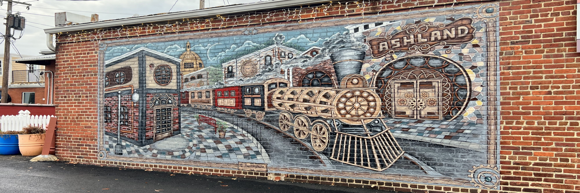 image of a mural on a brick wall in downtown ashland virginia