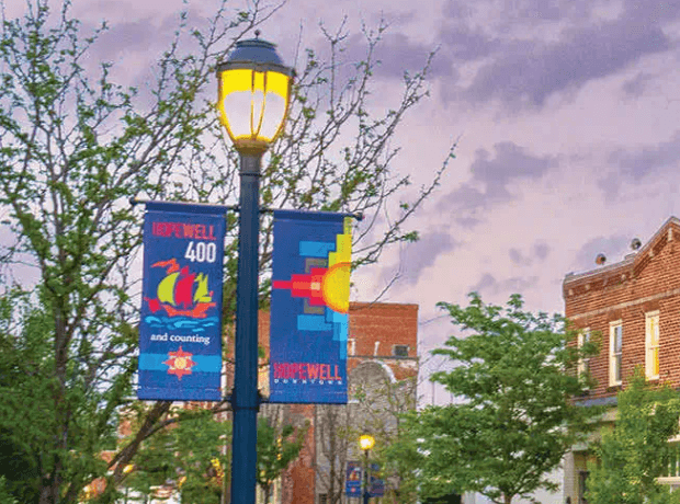 image of a street with buildings in downtown Hopewell Virginia
